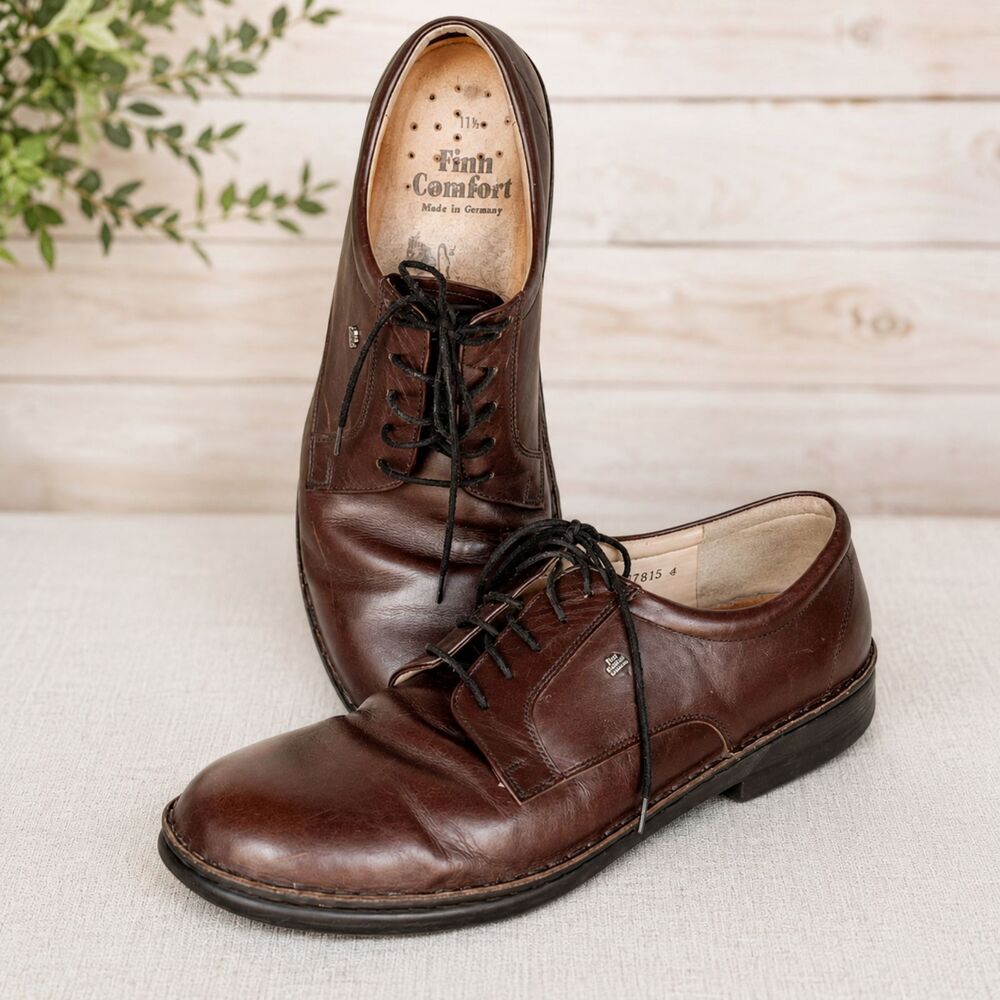 Finn Comfort Mens 11.5 EU 46 Dark Brown Leather Comfort Oxford Derby Shoes